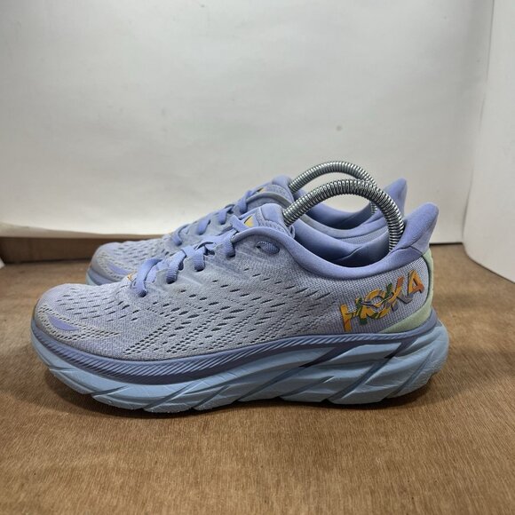 Hoka One One Clifton 8 Women Size 8 Blue Purple Running Shoes Sneakers - Picture 3 of 9
